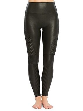 SPANX High-Waist Black Faux Leather Moto Leggings